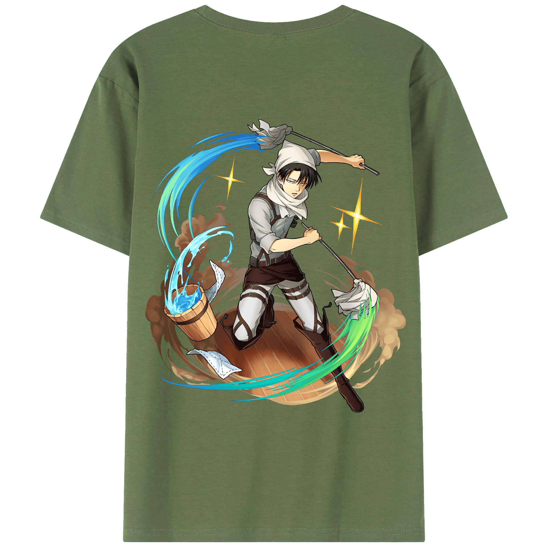 （画像用） 進撃の巨人 リヴァイ·アッカーマン Attack on Titan Levi Ackerman 綿100％ メンズ半袖Tシャツ（バックプリント） 通気性